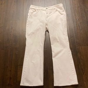 Chicos platinum white jeans 2S L 12/14 w/ flare leg